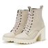 Bota Coturno Feminino Salto Médio Tratorada Macia Confortável Off White
