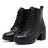 Bota Coturno Feminino Salto Médio Tratorada Macia Confortável Preto