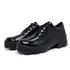Oxford Casual Feminino Tênis Derby Sola Tratorada De Amarrar Preto Verniz
