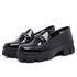 Mocassim Oxford Feminino Derby Sola Tratorada Preto Verniz