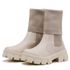 Bota Coturno Tratorada Meia Cano Curto e Longo Off White Confortável 2 em 1