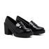Mocassim Feminino Oxford Salto Alto Preto Verniz