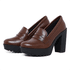 Mocassim Feminino Oxford Salto Alto Cappuccino