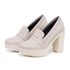 Mocassim Feminino Oxford Salto Alto Off White