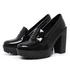 Mocassim Feminino Oxford Salto Alto Preto Verniz