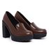 Mocassim Feminino Oxford Salto Alto Com Metal Cappuccino