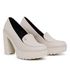 Mocassim Feminino Oxford Salto Alto Com Metal Off White