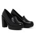 Mocassim Feminino Oxford Salto Alto Com Metal Preto