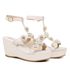 Sandália Aranha Feminina Plataforma Anabela Meia Pata com Esferas Preto Off White
