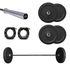 Kit 1 Barra Olímpica LPO Masculina, 2 Anilhas de 5 Kg + 2 Anilhas de 10 Kg + 1 Par de Presilhas Grátis