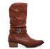 Bota Samara couro legitimo com fivela removível de flor Mocha mousse 