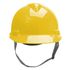 CAPACETE ABA FRONTAL COM CARNEIRA PLÁSTICA E JUGULAR TÊXTIL AMARELO V-GARD