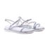 Sandália Feminina Papete Casual Tiras Finas Strass Fivelinha - OFF WHITE