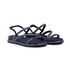 Sandália Feminina Papete Casual Tiras Finas Strass Fivelinha - PRETO DIMOND