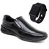 Sapato Social Conforto Antistress Calce Fácil Liso + Smartwatch Grátis - Preto