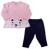 Conjunto bebê moletom rosa claro pelúcia ursinho e calça preta