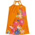 Vestido laranja flores e tucano Kiko e Kika 