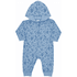 Macacão malha suedine azul safari com capuz Kiko Baby