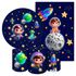 Kit 5 Peças Capa Redonda + Capa Retangular + Trio Capas Cilindros Sublimados Tema Astronauta Baby Menino Azul 2227
