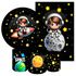 Kit 5 Peças Capa Redonda + Capa Retangular + Trio Capas Cilindros Sublimados Tema Astronauta Baby Menino Fundo preto 2228