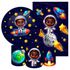Kit 5 Peças Capa Redonda + Capa Retangular + Trio Capas Cilindros Sublimados Tema Astronauta Baby Menino Azul Escuro 2229
