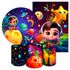 Kit 5 Peças Capa Redonda + Capa Retangular + Trio Capas Cilindros Sublimados Tema Astronauta Baby Menino Azul 2727