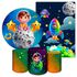 Kit 5 Peças Capa Redonda + Capa Retangular + Trio Capas Cilindros Sublimados Tema Astronauta Baby Menino Azul 2731