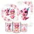 Kit 5 Peças Capa Redonda + Capa Retangular + Trio Capas Cilindros Sublimados Tema Festa Dino Baby Menina Rosa 2225