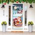 Capa De Porta Para Decoração Papai Noel Trenó Tecido Elástico 2.10x0.85m Painel de Porta 