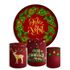 Kit Painel De Festa Feliz Natal 6 Redondo + Trio De Cilindros Em Tecido