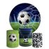 Kit Painel De Festa Futebol Bola Gol Redondo + Trio De Cilindros Em Tecido