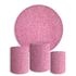 Kit Painel Festa Glitter Rosa Brilho 2 Redondo + Trio De Cilindros Em Tecido