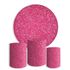 Kit Painel Festa Glitter Rosa Brilho 3 Redondo + Trio De Cilindros Em Tecido