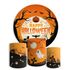 Kit Painel Festa Halloween 4 Fantasmas Redondo + Trio De Cilindros Em Tecido