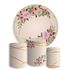 Kit Painel De Festa Arranjo De Flor Rosa Jardim Redondo + Trio De Cilindros Em Tecido