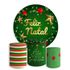 Kit Painel De Festa Feliz Natal Natalino Redondo + Trio De Cilindros Em Tecido