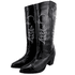 Bota Tais Western Texana Bordada Preta
