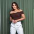 Blusa Decote Ombro a Ombro Marrom