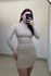 Vestido Manga Longa Curto Textura Nude