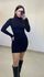 Vestido Manga Longa Curto Textura Preto