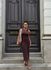 Vestido Longo Malha Ribana Marrom