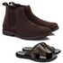 Kit Botina Chelsea Masculina Polo North Café + Sandália Comfort Todo em Couro
