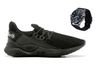 Tênis Masculino Nylon Polo North com Relógio - Preto/Preto 