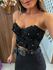 Top Corset Flores Preto