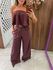 Calça Pantalona Madalena Marrom Bordo