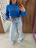 Moletom Cropped Azul Handmade Colcci 