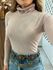 Blusa Tule Bege Gola Alta 