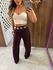 Calça Wide Leg Linho Bordô Ana 