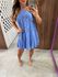 Vestido Frente Única Curto Estampado Azul Com Amarração Lez a Lez 