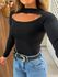 Blusa Preta Ombro a Ombro Com Abertura Dadri